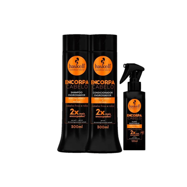 Kit Encorpa cabelo Haskell - Shampoo 300ml + Condicionador 300ml + Fluido 120ml 1Un