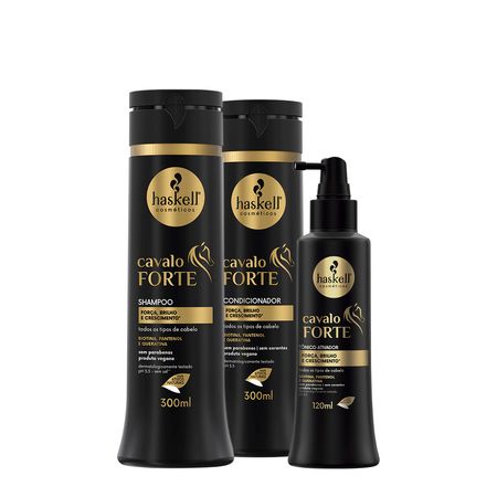 Kit Haskell Cavalo Forte Shampoo Condicionador e Tônico (3 produtos) Kit