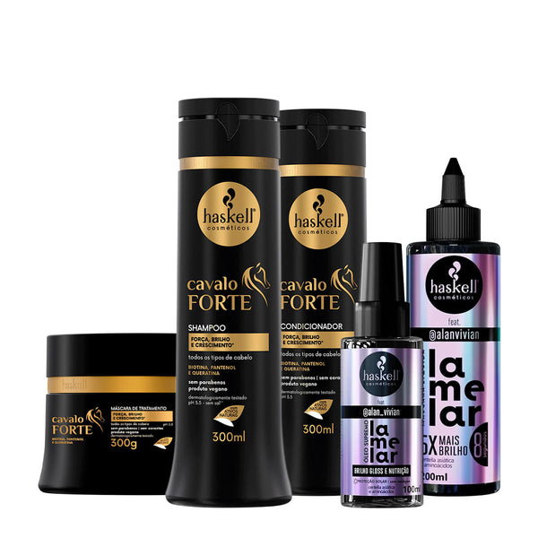 Kit Haskell Cavalo Forte Home Care Lamelar Dupla (5 produtos) Kits para os cabelos